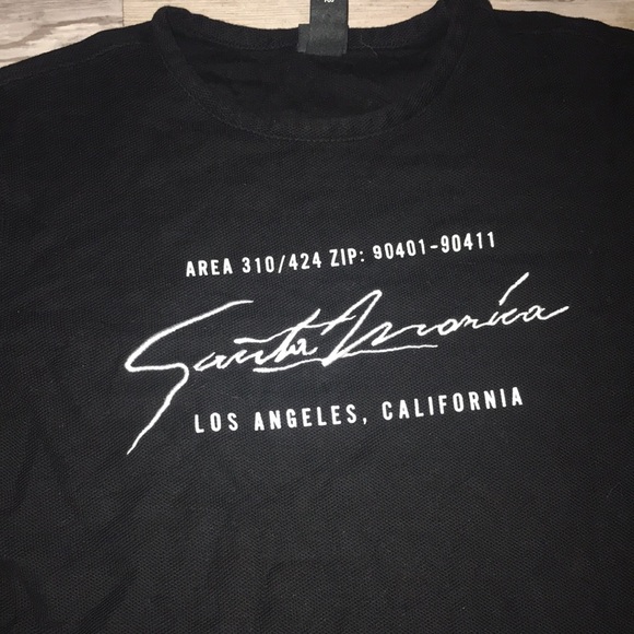 H&M black and white short sleeves tshirt Santa Monica LA California size medium - Picture 3 of 11